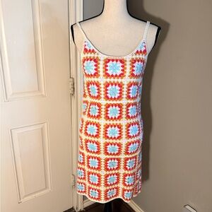 Colorful Crochet Mini Dress